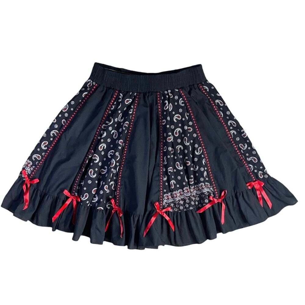 Vintage 70s Western Paisley Cottage Mini Skirt - OS